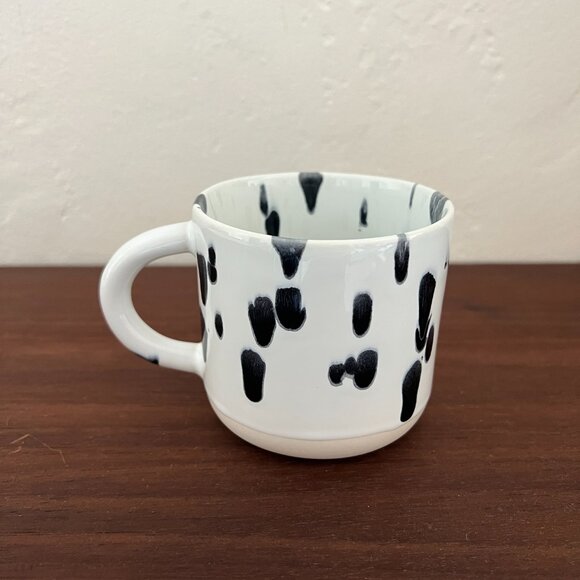 STUDIO ARHOJ Denmark Chug Mug Spot Black White Polka Dot Drips Copenhagen Design - Picture 1 of 15